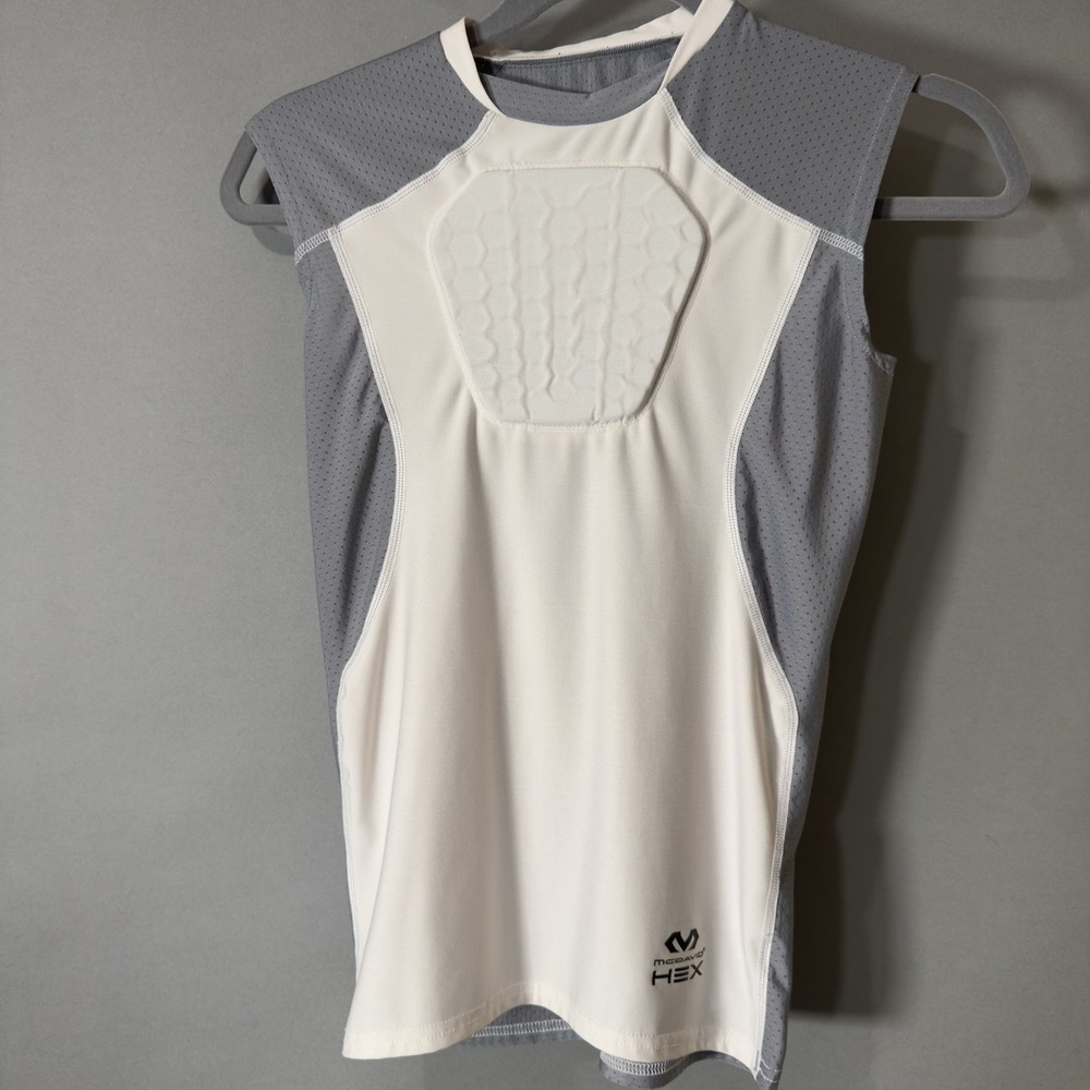 McDavid HEX Sternum Shirt Youth L White Gray Padded Chest Protector Baseball